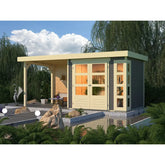 Abri de jardin en bois massif gris terre 5,25m² Kerko 3 avec appentis 240cm et paroi arrière – Karibu Ma boutique